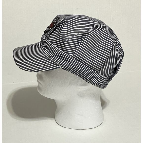 Vtg California Redwood Western Hat Railroad Conductor Striped Cap 7 1/4 - Picture 2 of 7
